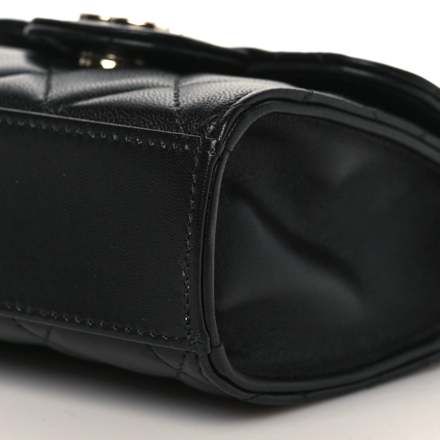 Chanel Lambskin Quilted Top Handle Flap Clutch With Chain Black 10 of 11