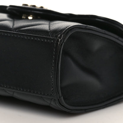 Chanel Lambskin Quilted Top Handle Flap Clutch With Chain Black 10 of 11