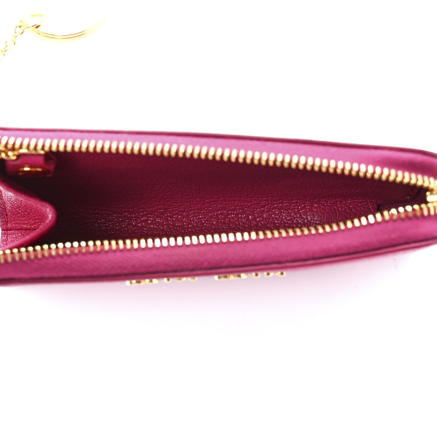 Miu Miu Goatskin Madras Zip Compact Wallet Pink 4 of 11