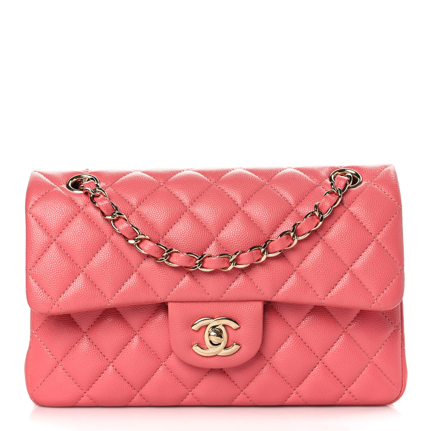 Caviar Quilted Small Double Flap Pink