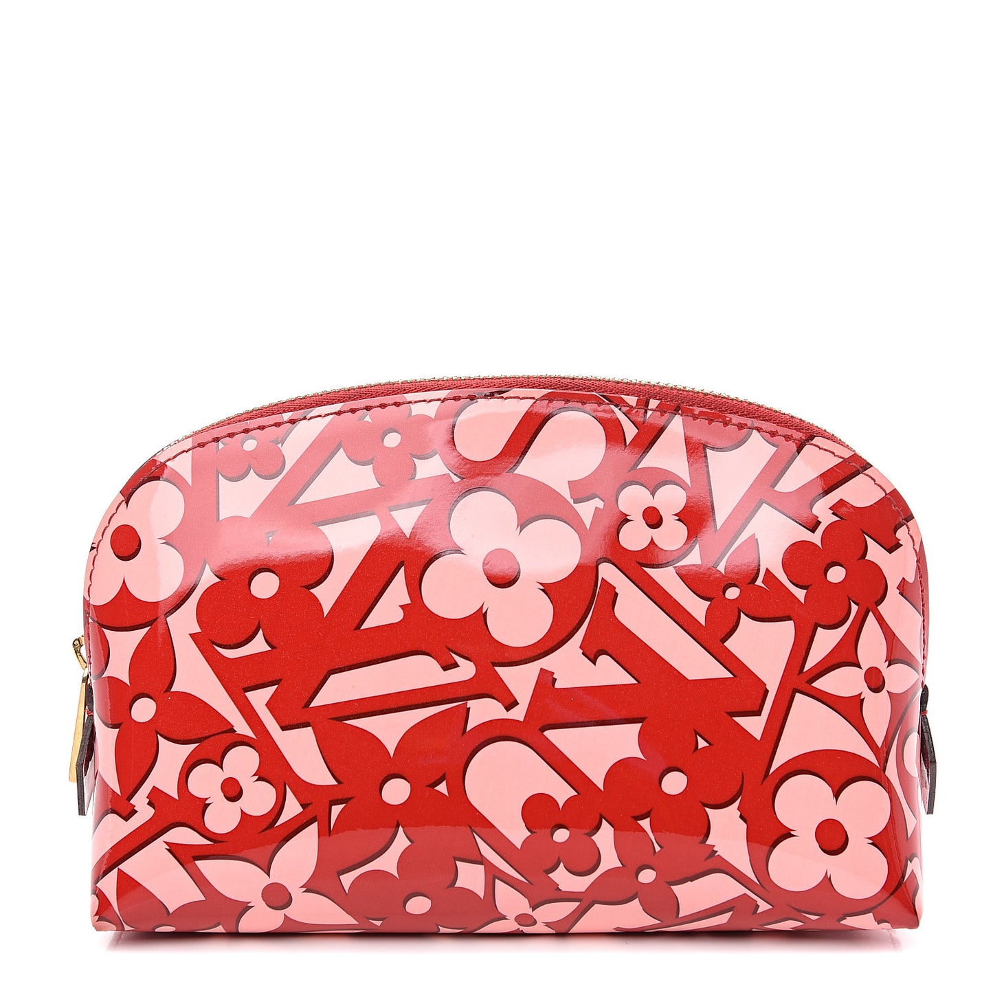 Patent Sweet Monogram Cosmetic Pouch Pomme D’Amour