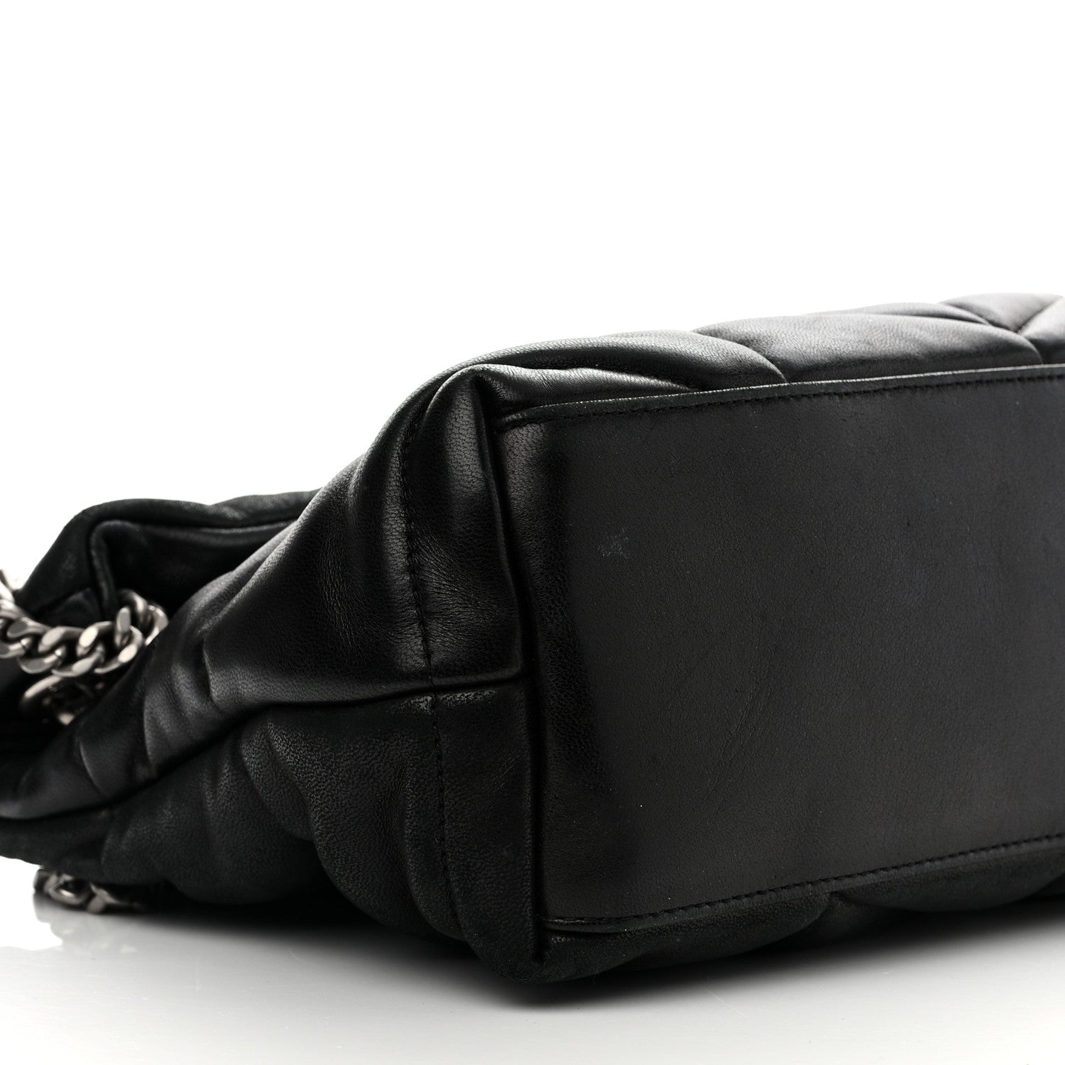 Saint Laurent Lambskin Quilted Small Loulou Puffer Monogram Chain Satchel Black 9 of 10