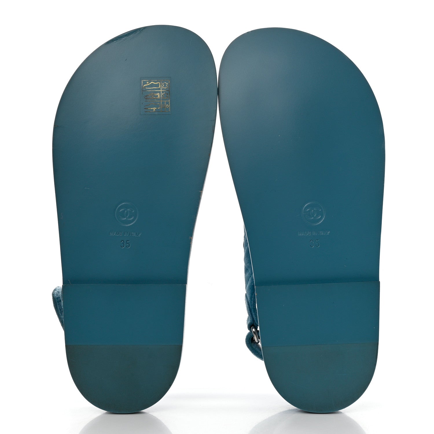 Chanel Suede Calfskin Velcro Dad Sandals 35 Blue 5 of 8