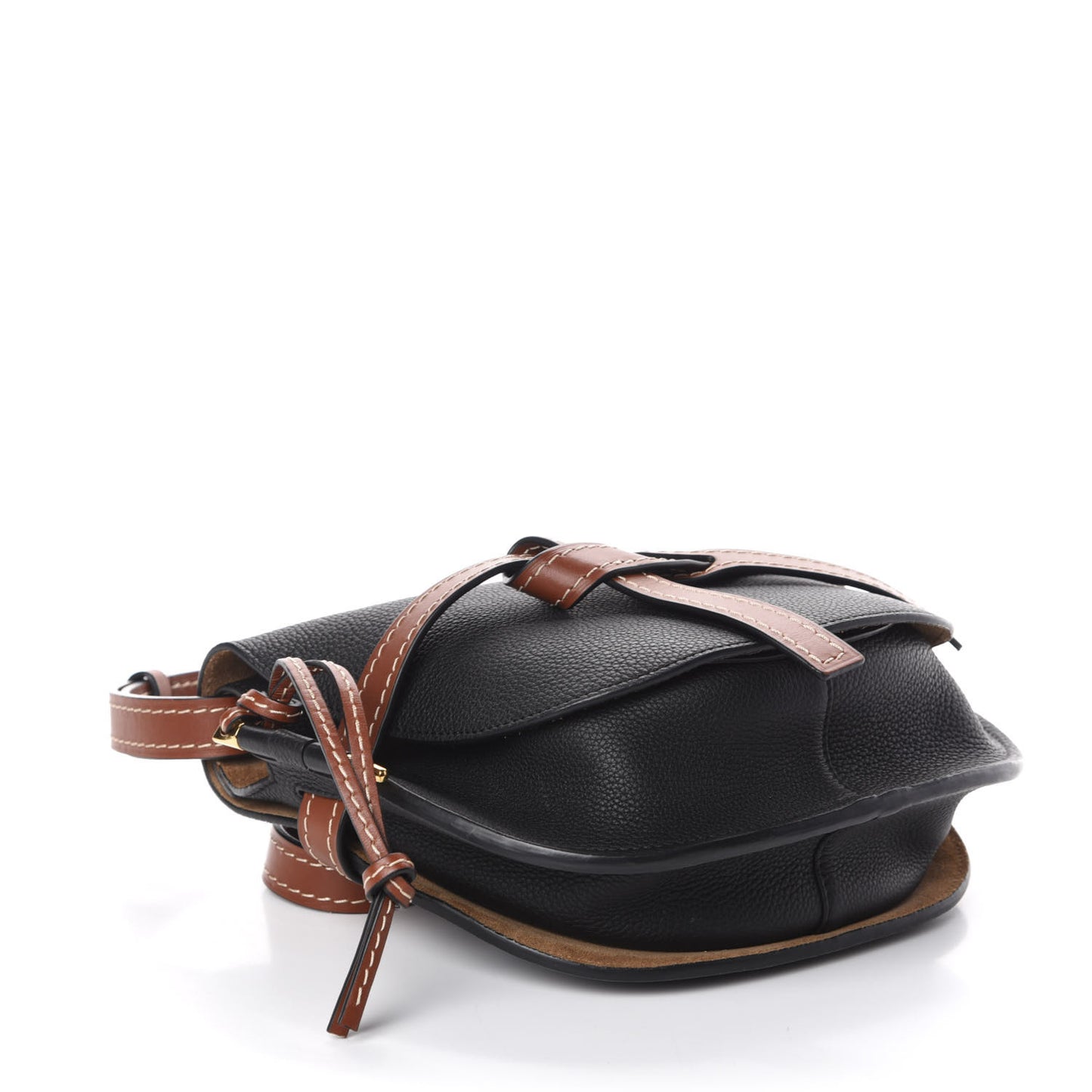 Grained Calfskin Small Gate Crossbody Bag Pecan Black
