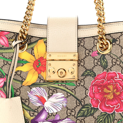 Gucci GG Supreme Monogram Flora Textured Calfskin Small Padlock Tote Beige Ebony Multicolor Mystic White 8 of 16