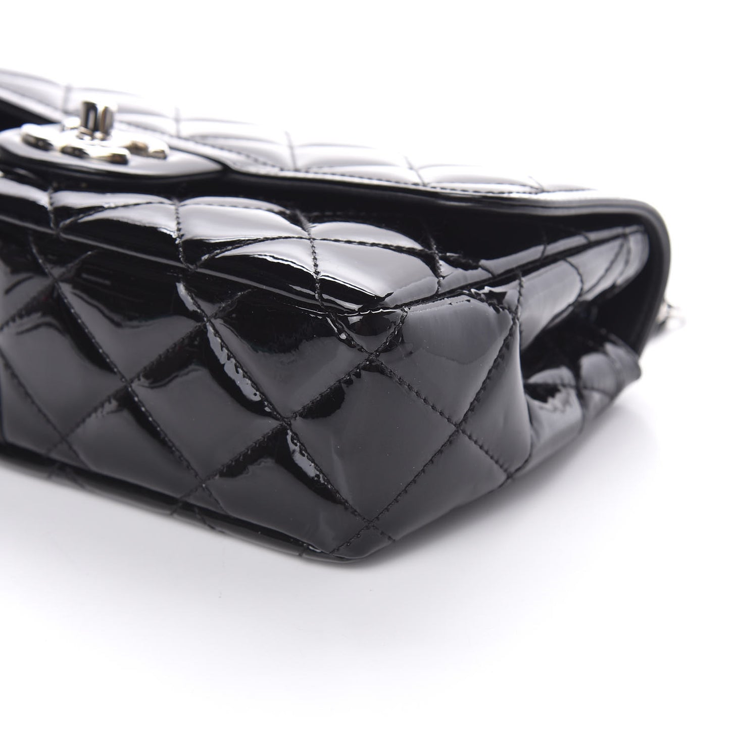 Patent Quilted Small Coco Shine Flap Black