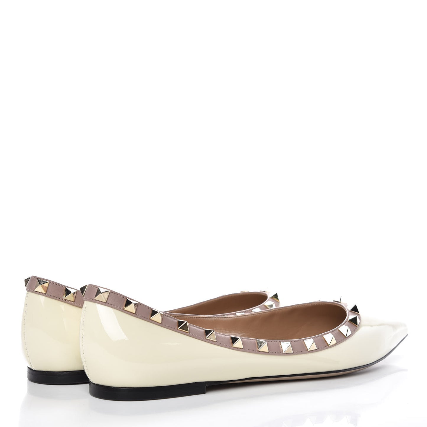 Patent Rockstud Ballerina Flats 38.5 Light Ivory Poudre