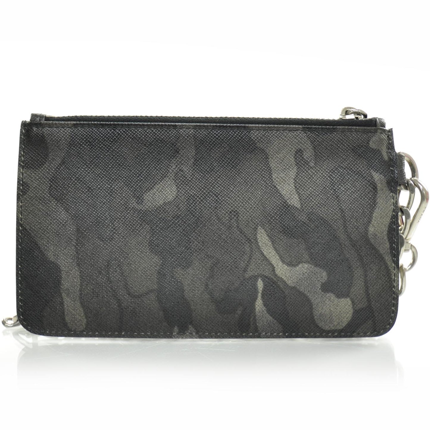 Saffiano Camouflage Pouch Key Chain Fumo