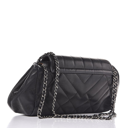 Chanel Calfskin Chocolate Bar Quilted Accordion Flap Black 3 of 12