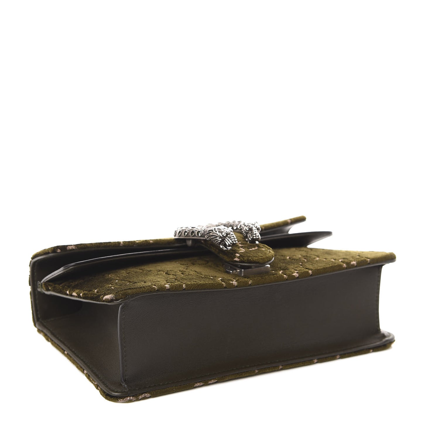 Velvet Moon Calfskin Crystal GG Monogram Small Dionysus Shoulder Bag Dark Olive Rose Gold