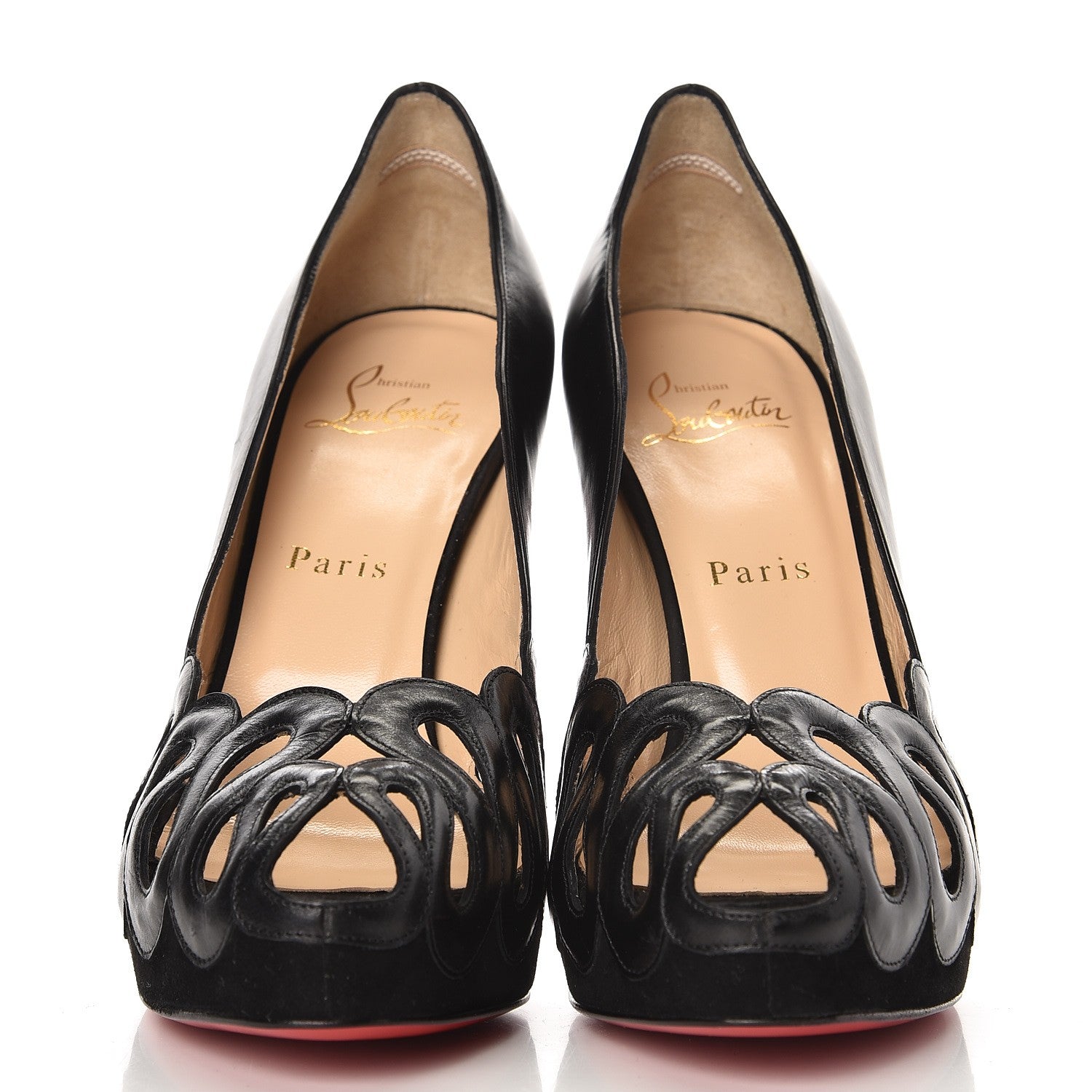 Christian Louboutin Nappa Suede Beaute 120 Platform Peep Toe Pumps 37.5 Black 3 of 9