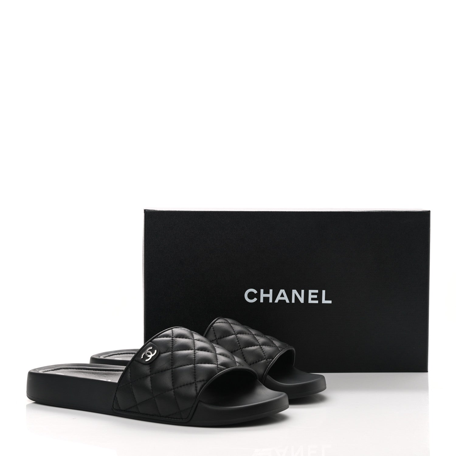 Chanel Lambskin Quilted CC Mules Sandals 40 Black 9 of 9