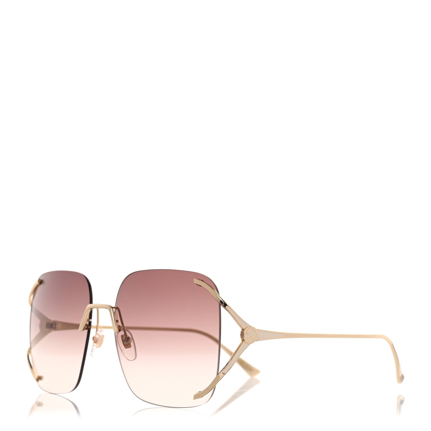 Gucci Metal Oversized Sunglasses GG0646S Gold Brown 1 of 8