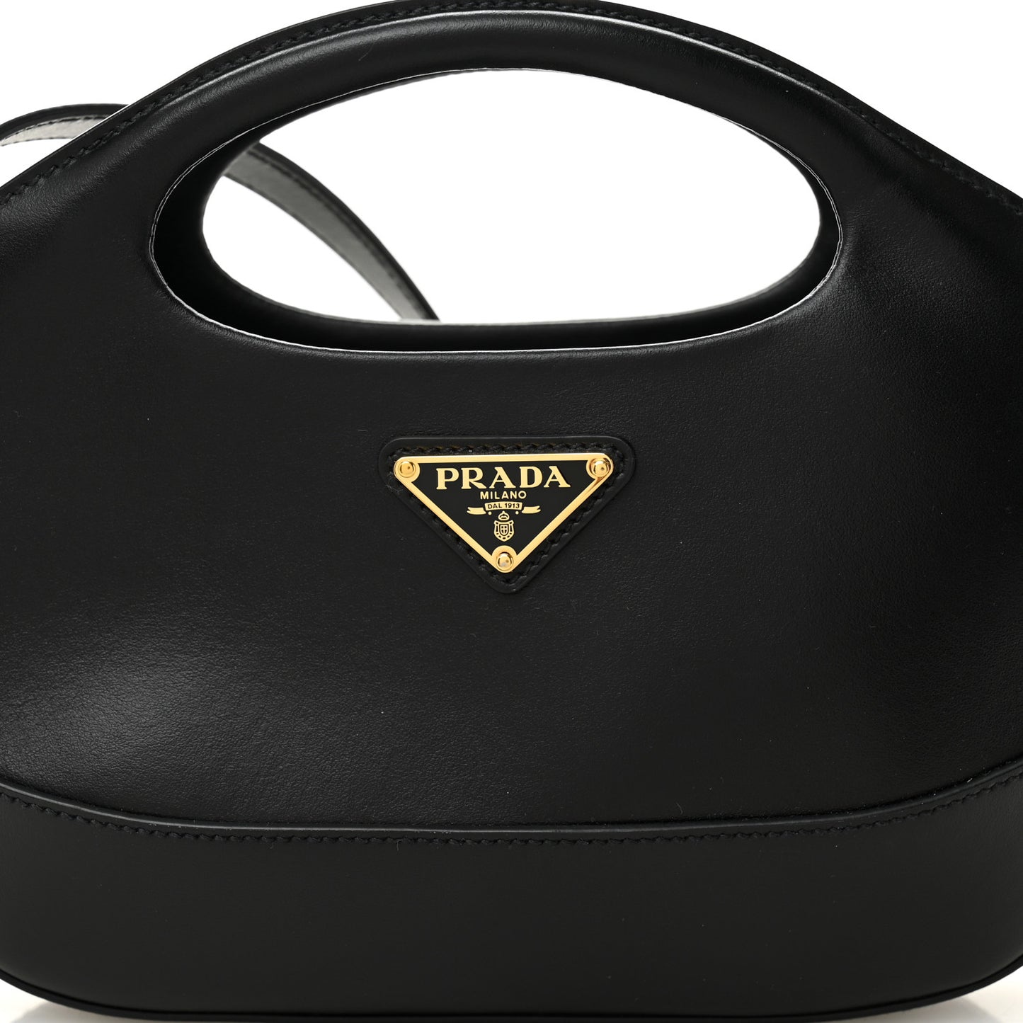 City Calfskin Medium Metal Triangle Logo Bag Black