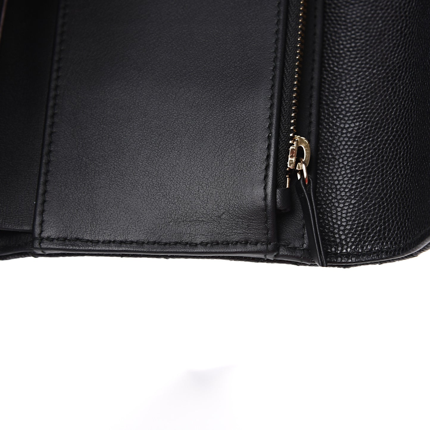 Caviar Quilted Small Golden Class Flap Wallet Black