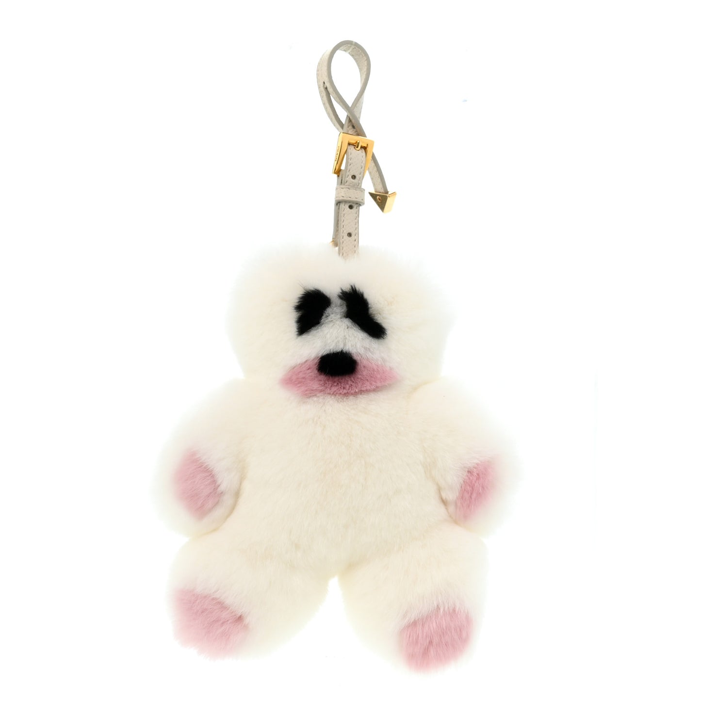 Rabbit Fur Polar Bear Keychain Charm White
