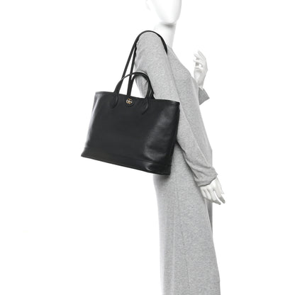 Gucci Textured Dollar Calfskin Medium Ophidia Shoulder Tote Bag Black 2 of 12