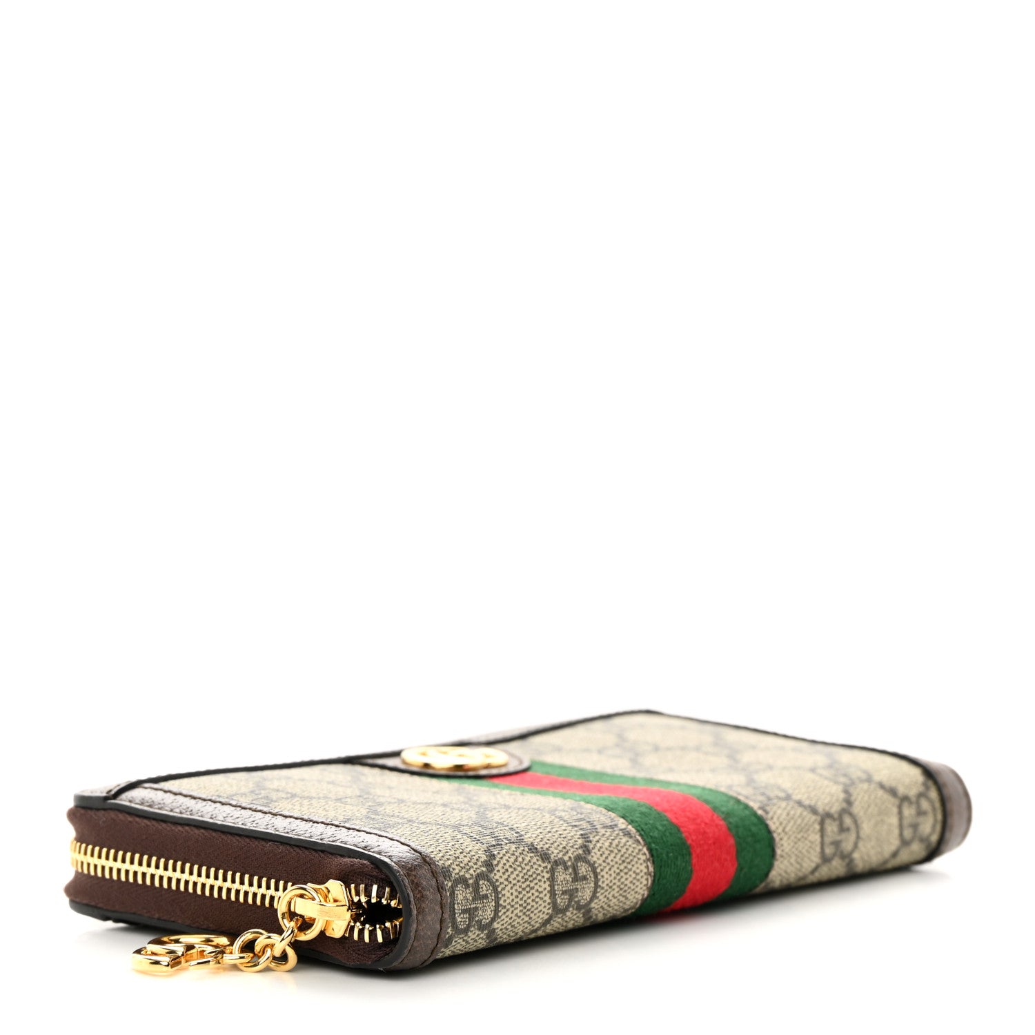 Gucci GG Supreme Monogram Web Ophidia Zip Around Wallet Brown 4 of 8