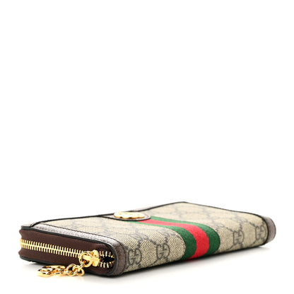 Gucci GG Supreme Monogram Web Ophidia Zip Around Wallet Brown 4 of 8