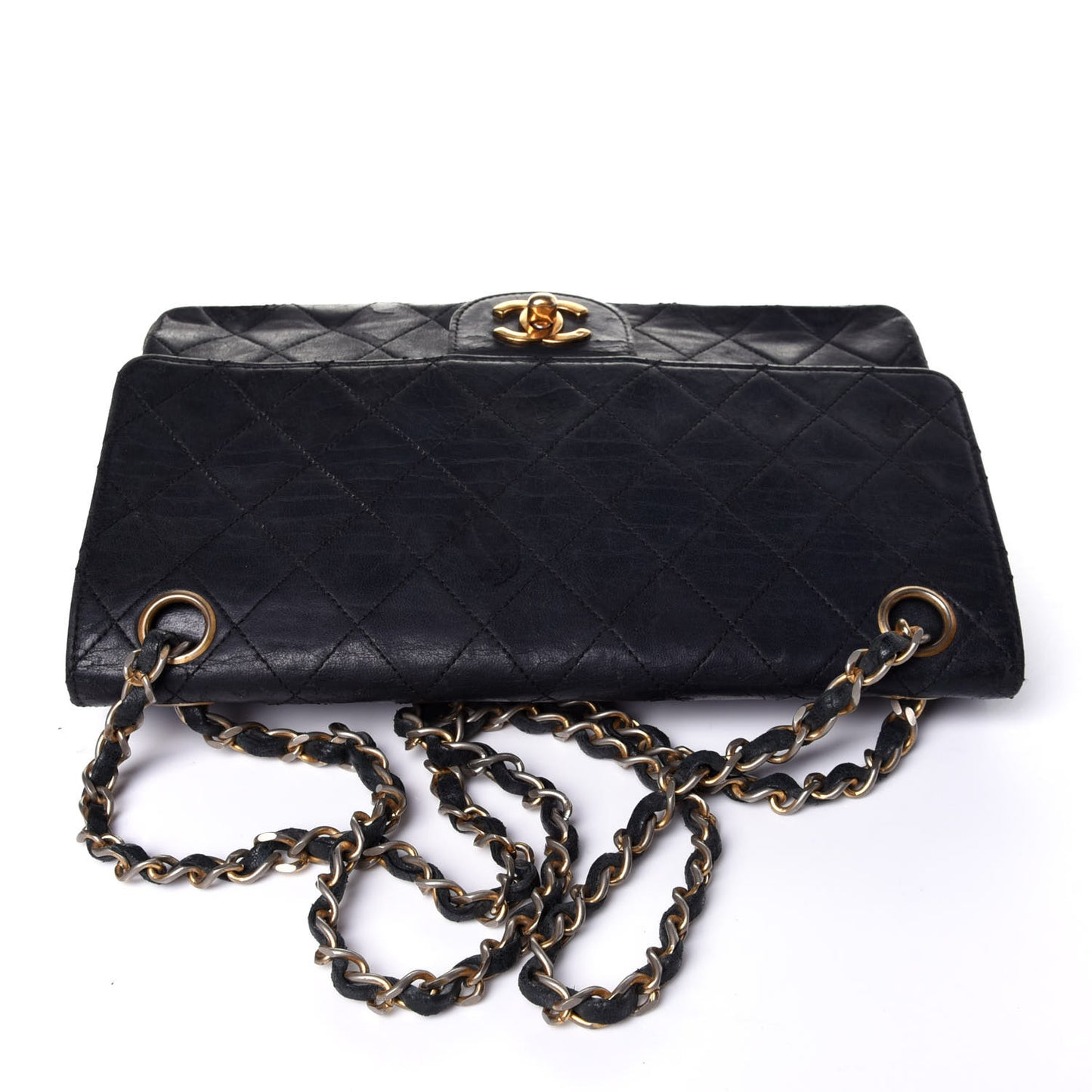 Lambskin Quilted Small Double Flap Black