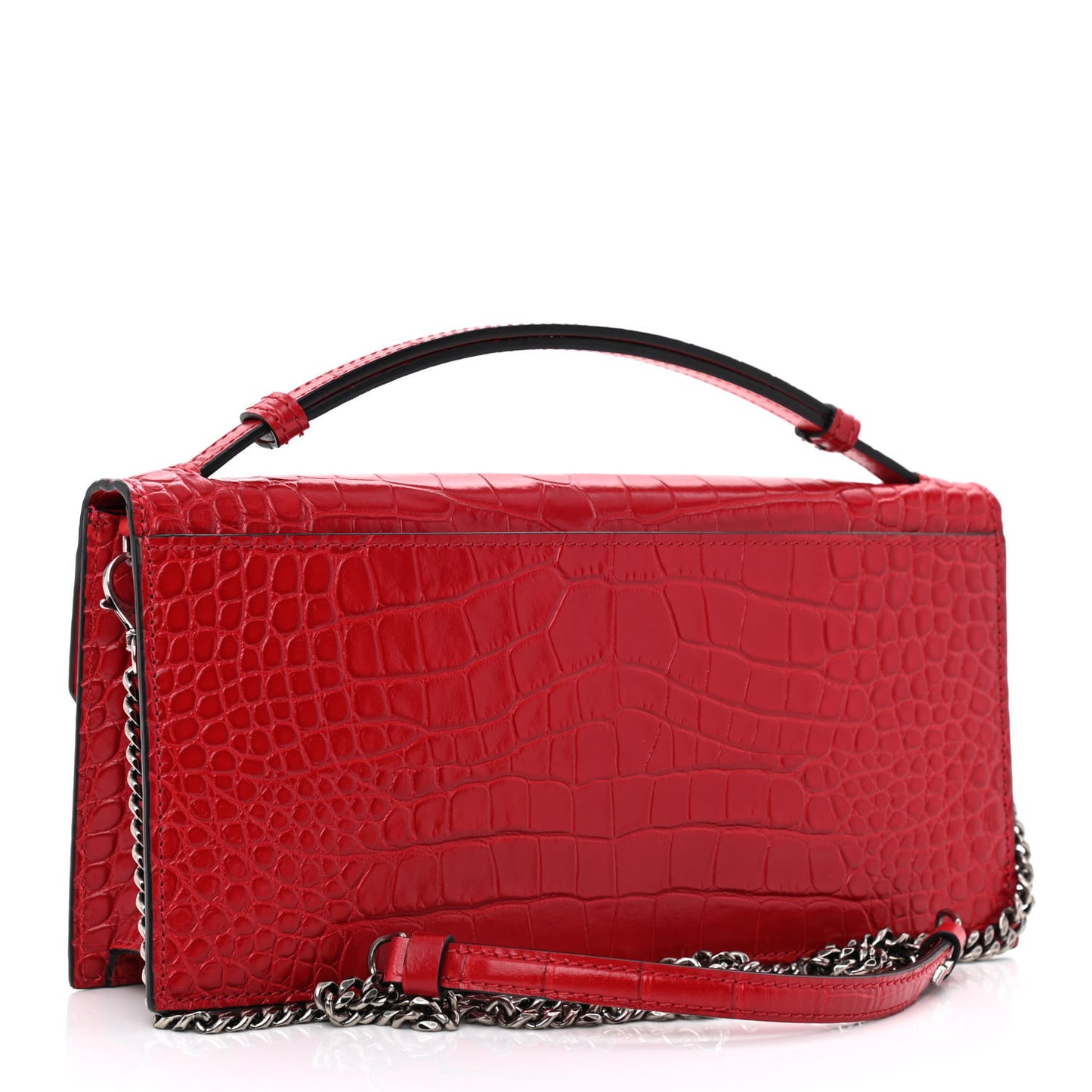 Calfskin Alligator Embossed Elisa Baguette Red