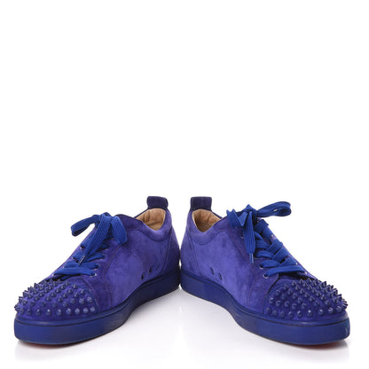 Christian Louboutin Suede Louis Junior Spikes Flat Sneakers 43 Blue 5 of 11