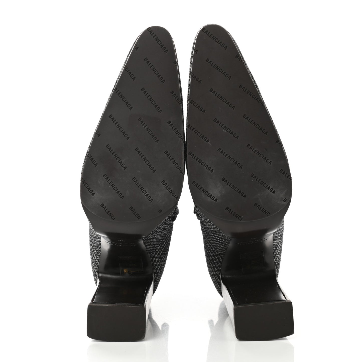 Wool Plaid Ankle Boots 39 Black