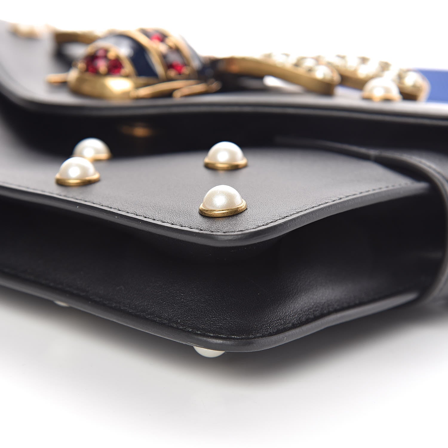 Gucci Nappa Pearl Studded Mini Queen Margaret Broadway Shoulder Bag Black 9 of 10