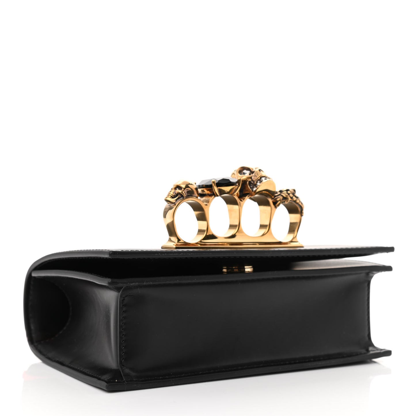 Calfskin Mini Jeweled Knuckle Satchel Black