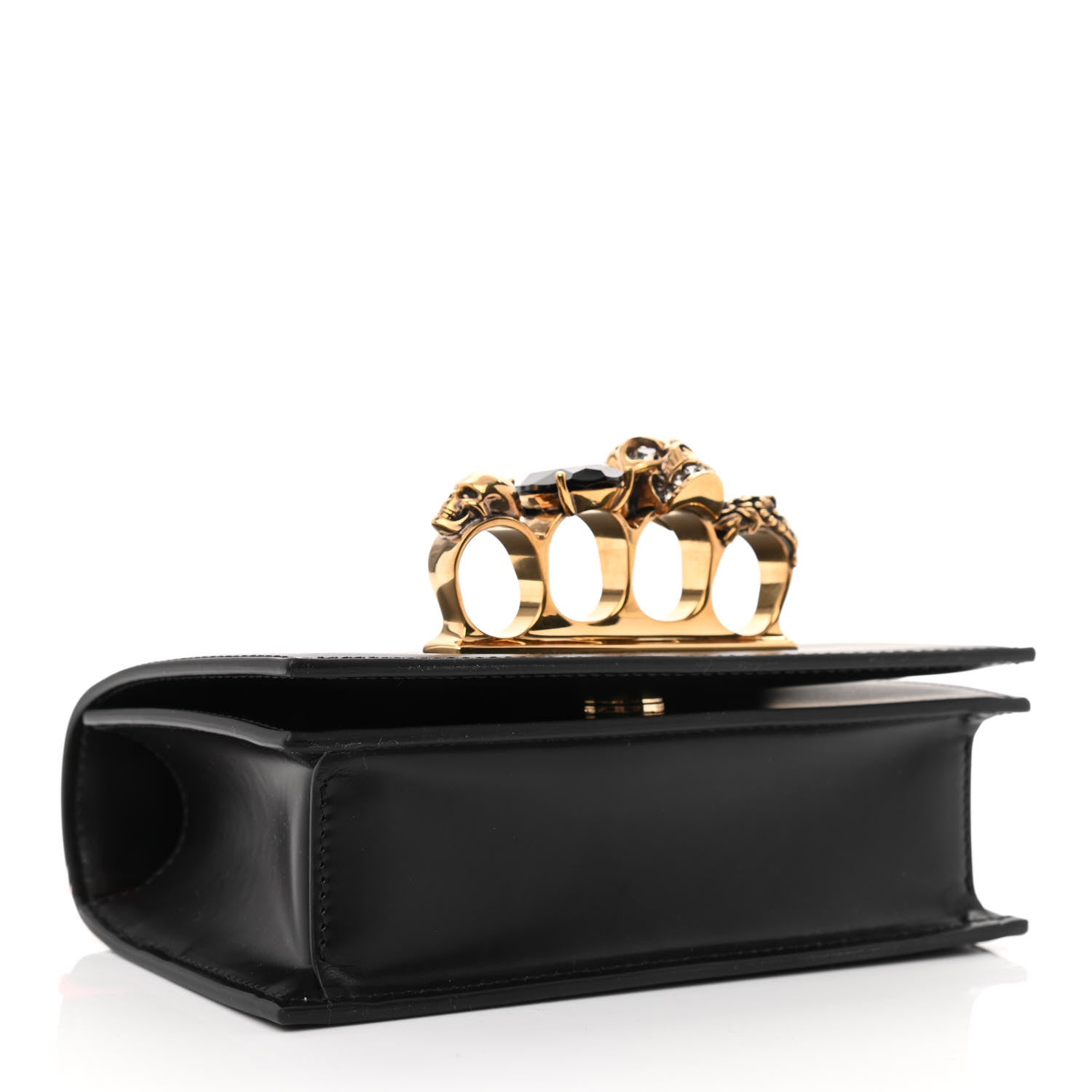 Alexander McQueen Calfskin Mini Jeweled Knuckle Satchel Black 4 of 10