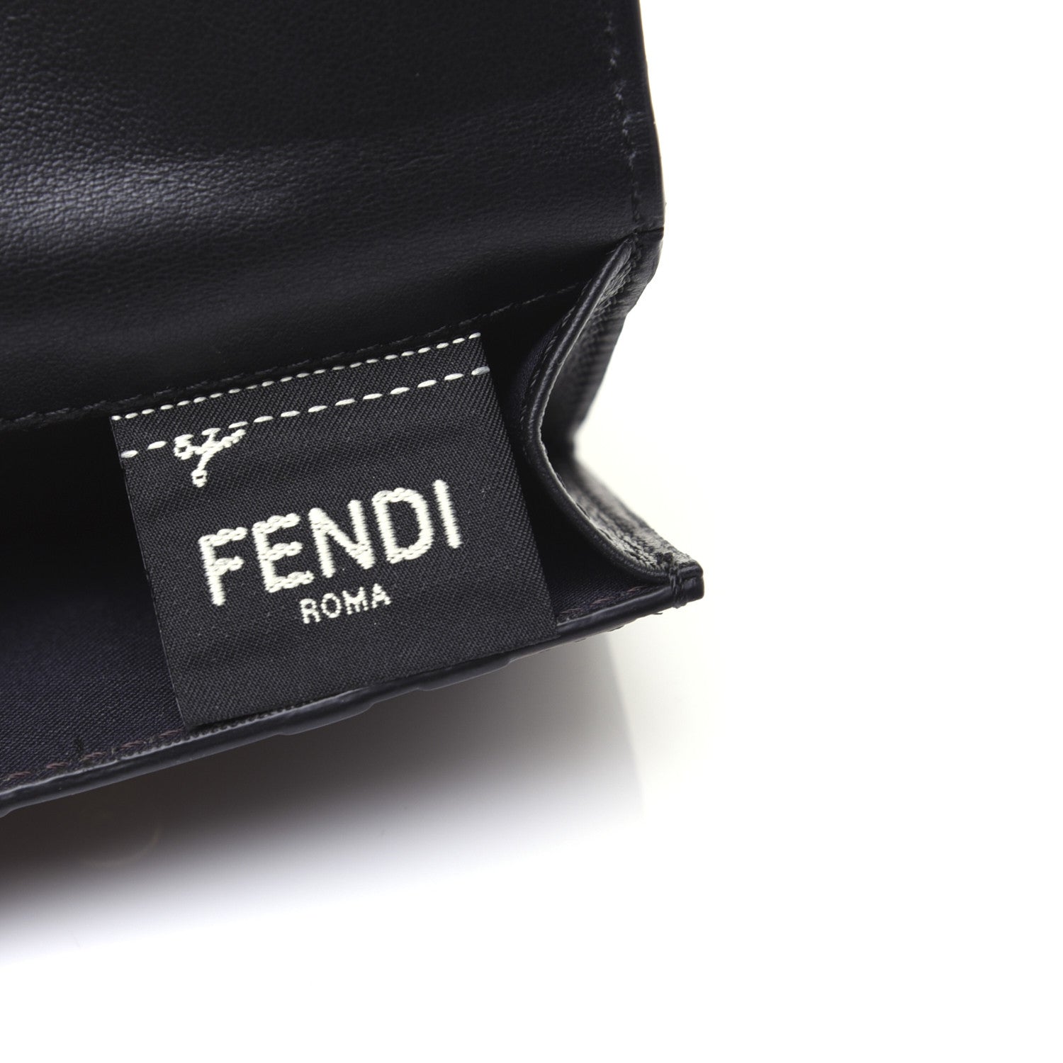 Fendi Vitello Liberty F is Fendi Bi-Color FF 1974 Embossed Micro Tri-Fold Envelope Wallet Maya Black 8 of 13