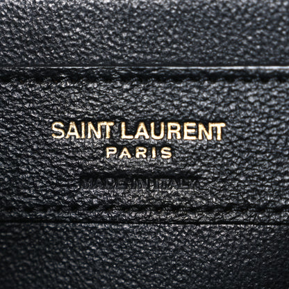 Saint Laurent Grain De Poudre Textured Mixed Matelasse Triquilt Medium Monogram Satchel Black 6 of 10