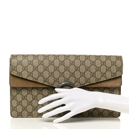 Gucci GG Supreme Monogram Suede Dionysus Clutch Beige Taupe 2 of 9
