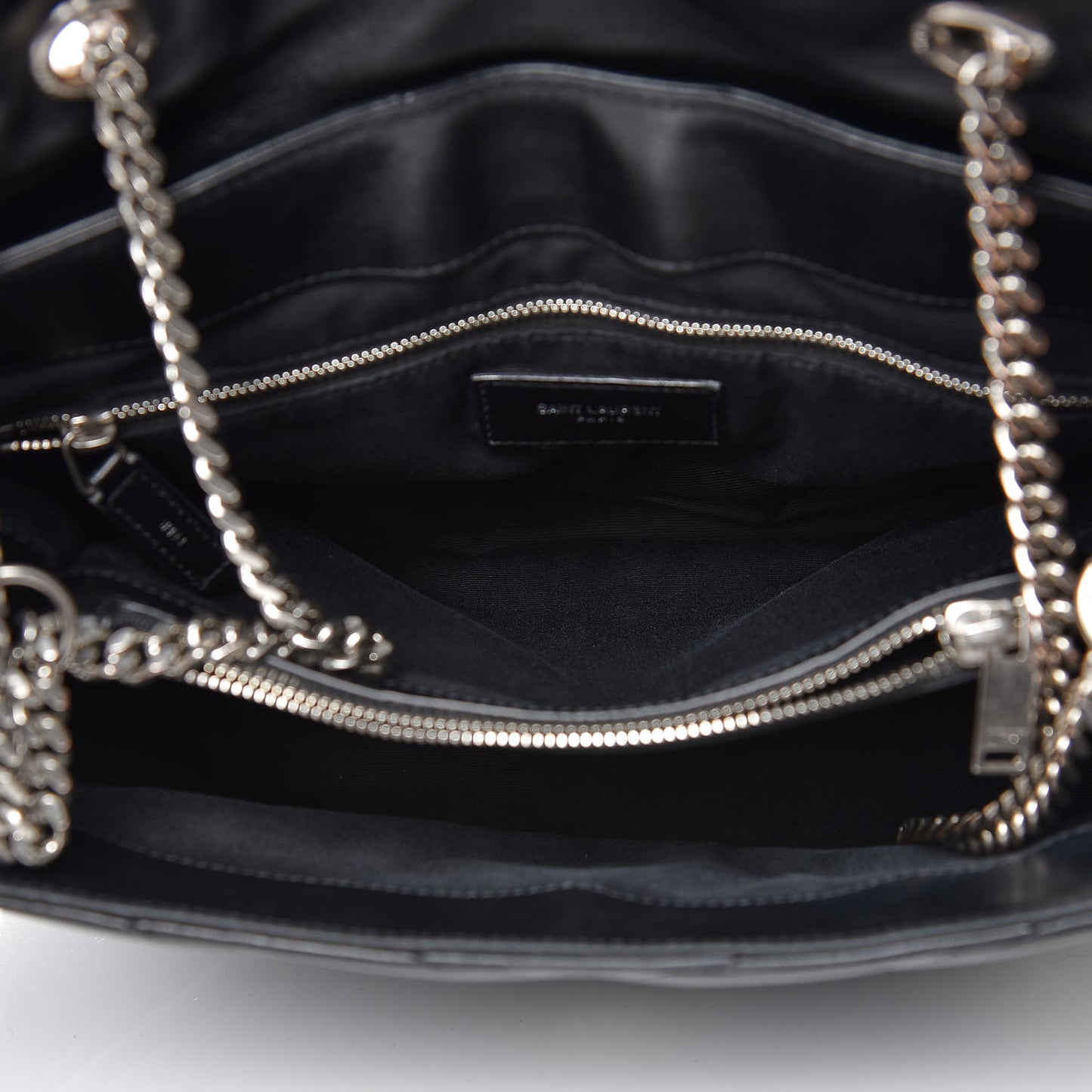 Calfskin Y Quilted Monogram Medium Loulou Chain Satchel Black