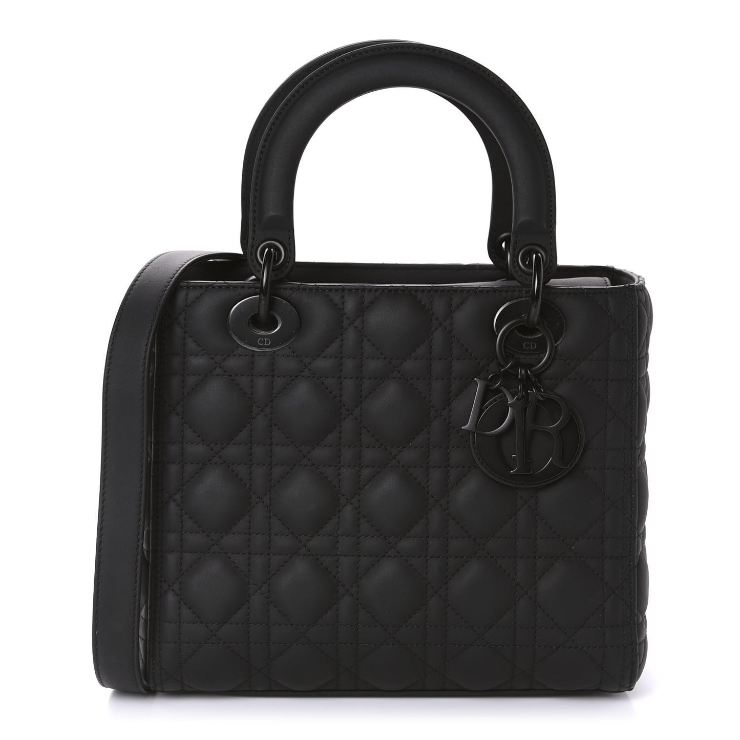 Ultra Matte Calfskin Cannage Medium Lady Dior Black