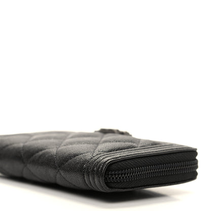 Chanel Caviar Quilted Small Boy Zip Around Wallet Black 7 of 8
