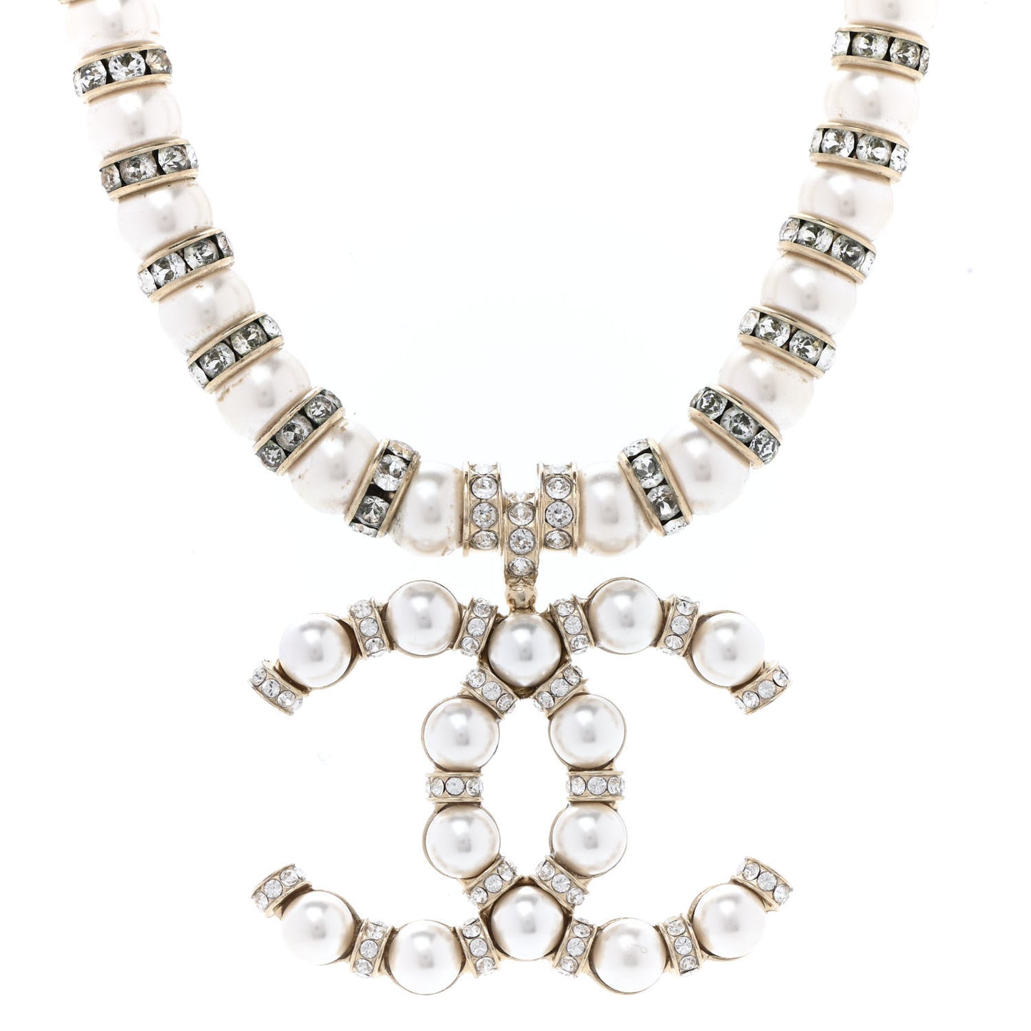 Pearl Crystal Nefertiti CC Short Necklace Gold