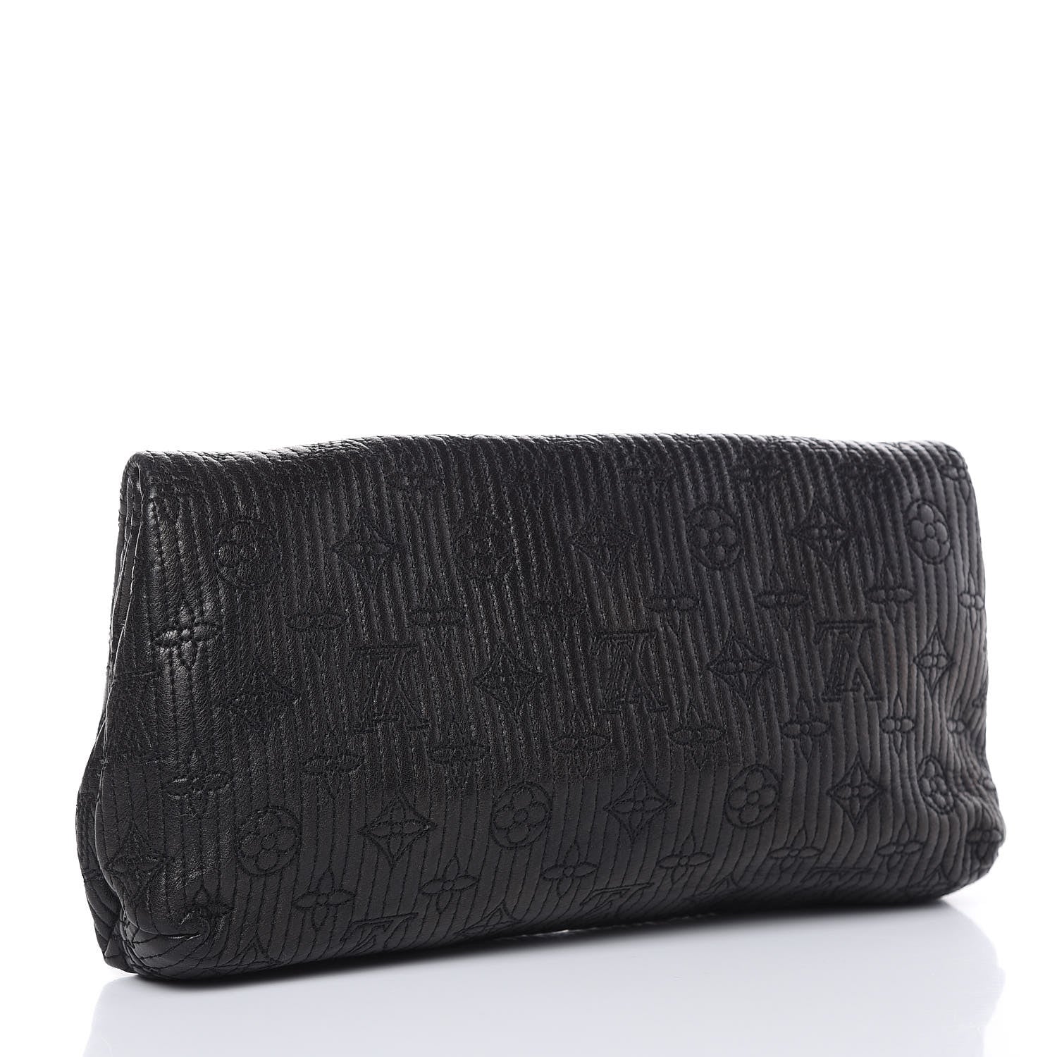 Louis Vuitton Calfskin Quilted Monogram Altair Clutch Black 3 of 8