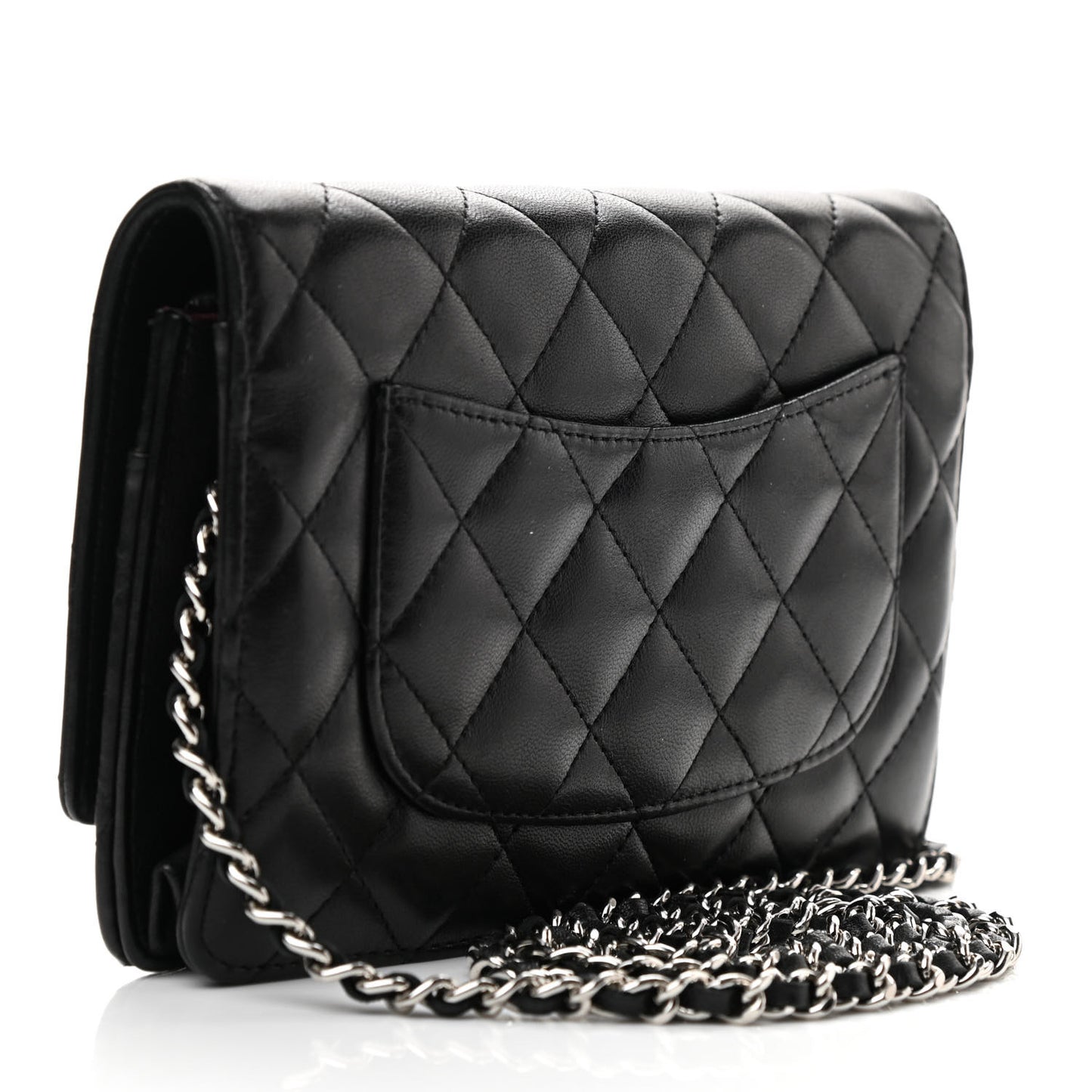 Lambskin Quilted Wallet On Chain WOC Black