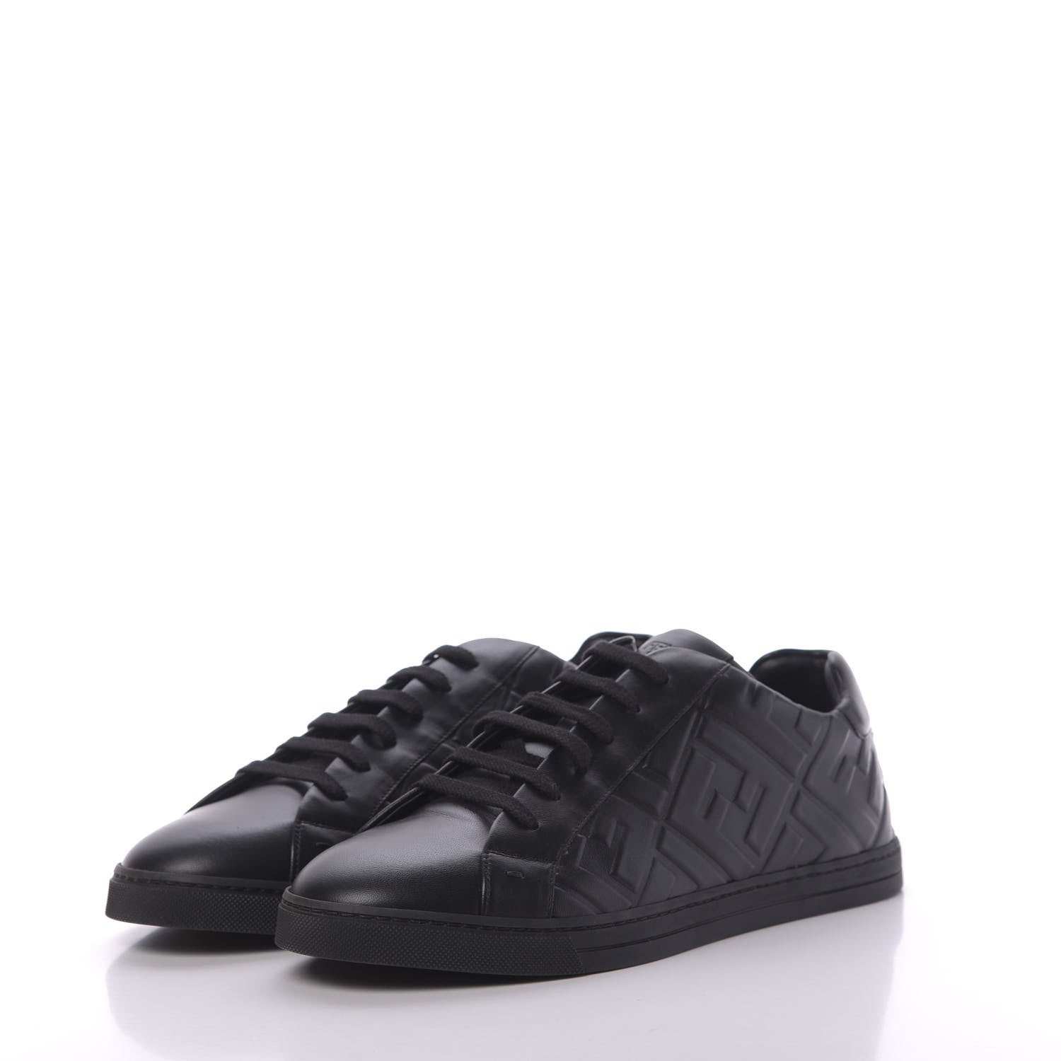 Fendi Nappa Macro FF Embossed Mens Low-Top Sneakers 9 Black 3 of 9