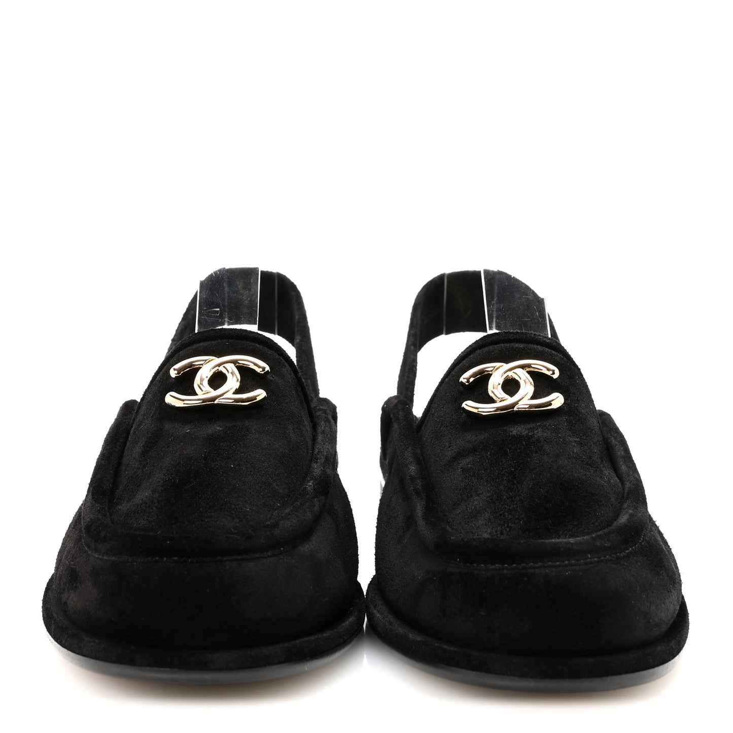 Suede Calfskin CC Slingback Loafers 39 Black