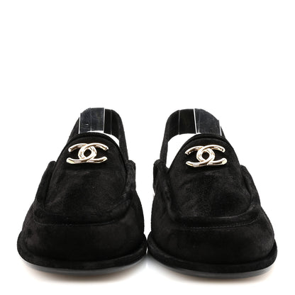 Chanel Suede Calfskin CC Slingback Loafers 39 Black 3 of 9