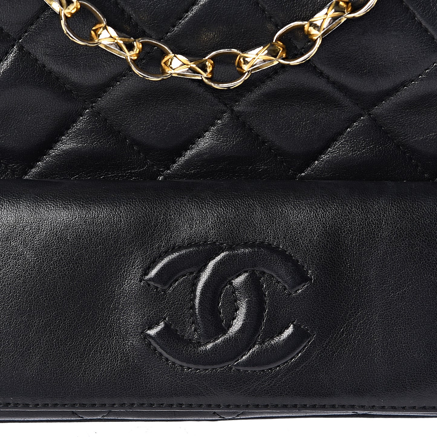 Lambskin Quilted Tassel Camera Case Black