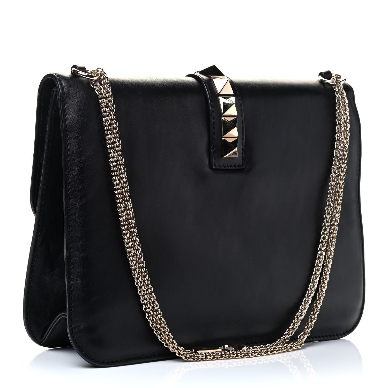 Valentino Garavani Vitello Extra Large Glam Lock Rockstud Flap Black 2 of 4