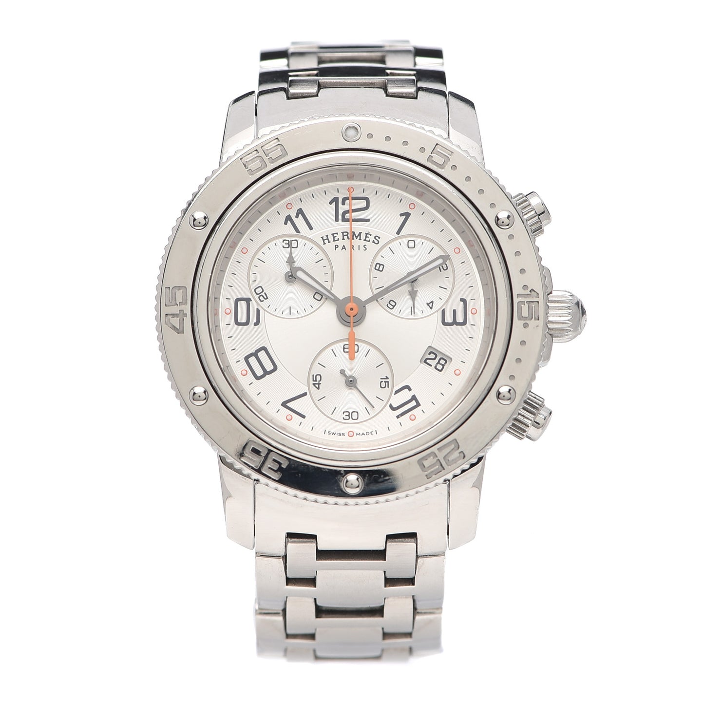 Stainless Steel 36mm Clipper Chronograph Quartz Watch Silver