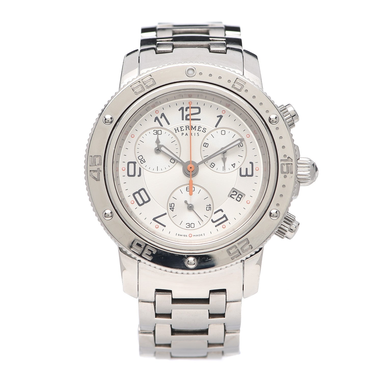 Hermes Stainless Steel 36mm Clipper Chronograph Quartz Watch Silver 1 of 5