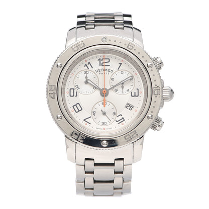Hermes Stainless Steel 36mm Clipper Chronograph Quartz Watch Silver 1 of 5