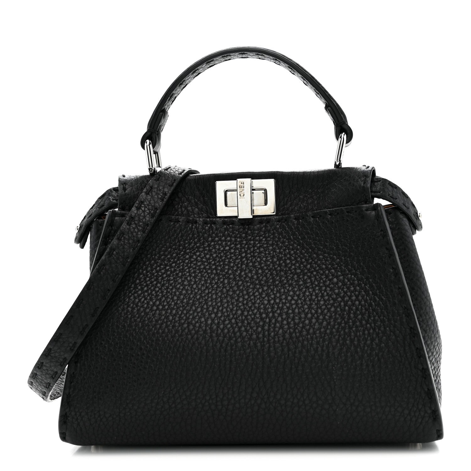 Fendi Cuoio Romano Selleria Bi-Color Mini Peekaboo Iconic Satchel