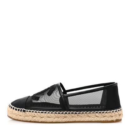 Chanel Mesh Grosgrain CC Espadrilles 38 Black 1 of 10