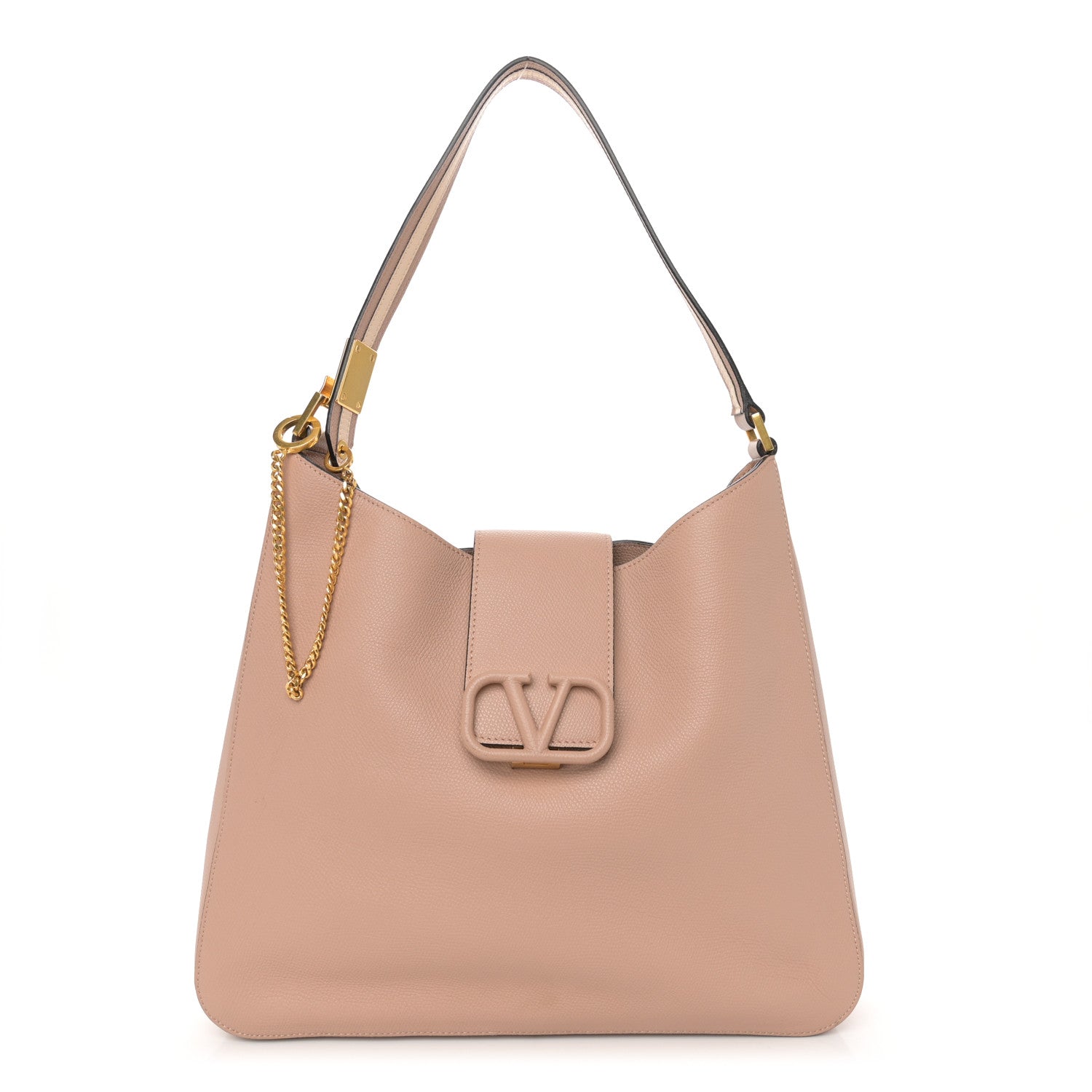 Valentino Garavani Grainy Calfskin Vsling Hobo Bag Orange Red 1 of 12